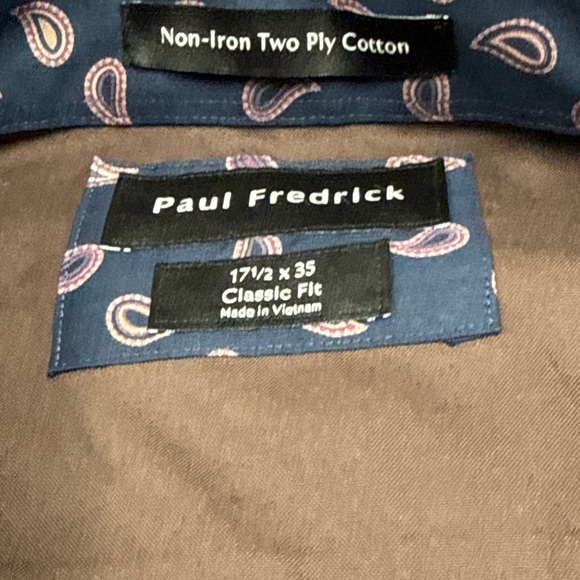 Paul Fredrick Navy Paisley Cotton Shirt - Picture 1 of 7